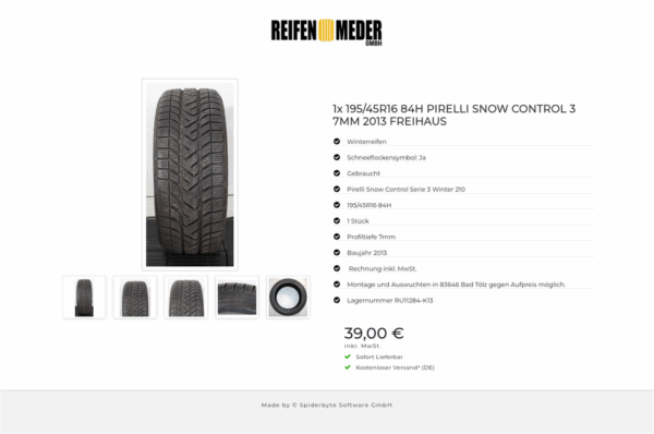 1x 195/45R16 84H PIRELLI SNOW CONTROL 3 7MM 2013 FREIHAUS #1V8G – Bild 6