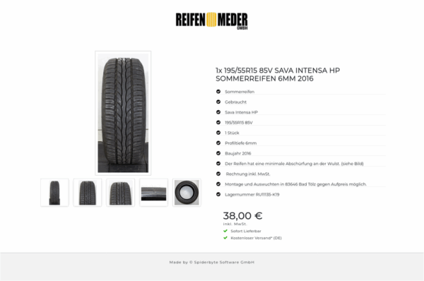 1x 195/55R15 85V SAVA INTENSA HP SOMMERREIFEN 6MM 2016 #1UKJ – Bild 6