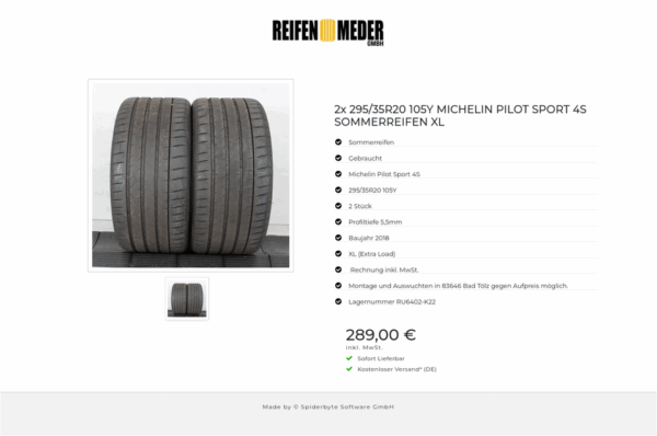 2x 295/35R20 105Y MICHELIN PILOT SPORT 4S SOMMERREIFEN XL #19FM – Bild 2