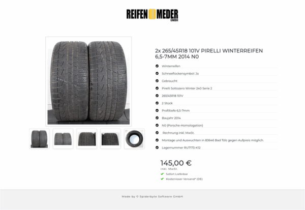 2x 265/45R18 101V PIRELLI WINTERREIFEN 6,5-7MM 2014 N0 #1BXD – Bild 6