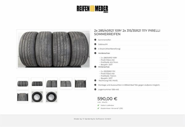 2x 285/40R21 109Y 2x 315/35R21 111Y PIRELLI SOMMERREIFEN #1T8H – Bild 9