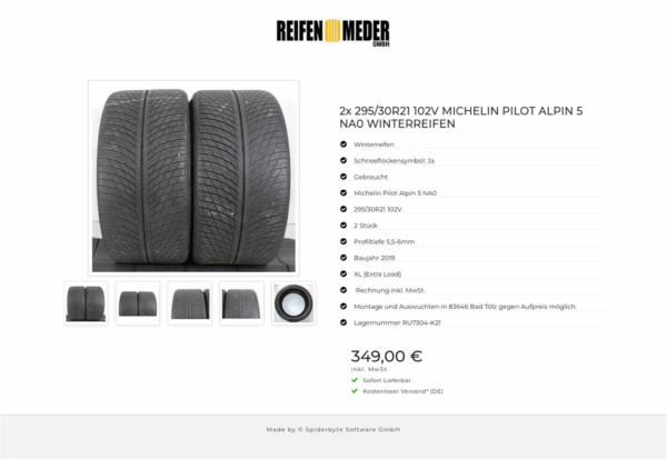 2x 295/30R21 102V MICHELIN PILOT ALPIN 5 NA0 WINTERREIFEN #1CBE – Bild 6