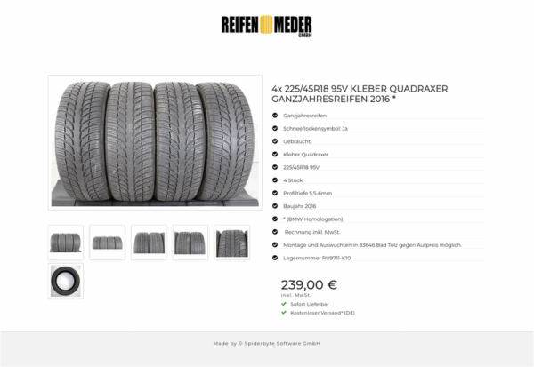 4x 225/45R18 95V KLEBER QUADRAXER GANZJAHRESREIFEN 2016 * #1O1C – Bild 7