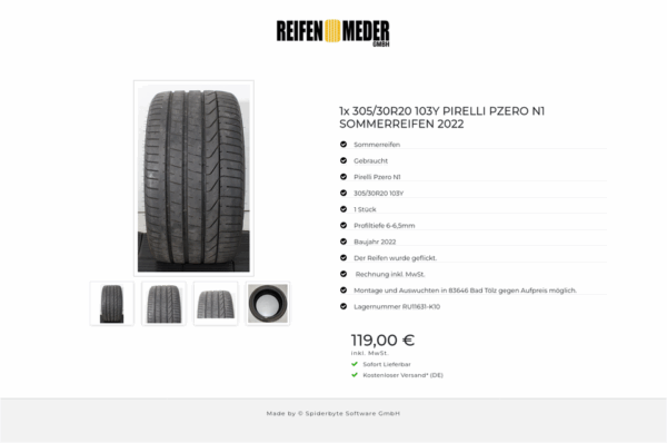 1x 305/30R20 103Y PIRELLI PZERO N1 SOMMERREIFEN 2022 #1XJZ – Bild 5