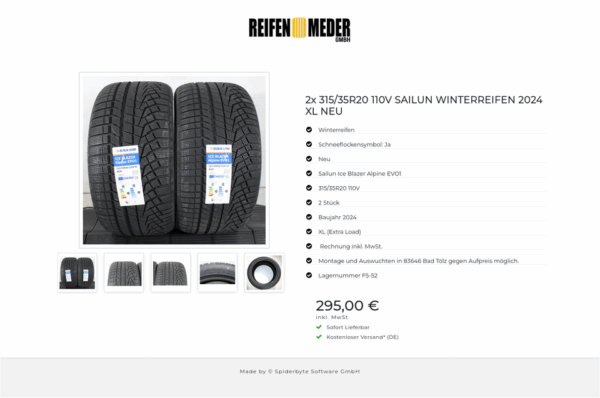 2x 315/35R20 110V SAILUN WINTERREIFEN 2024 XL NEU #1PZI – Bild 6