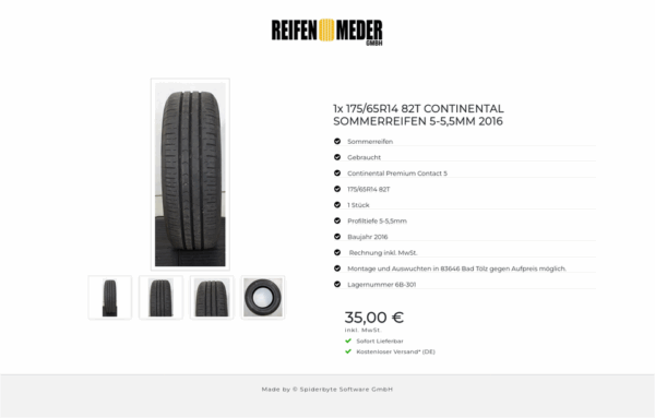 1x 175/65R14 82T CONTINENTAL SOMMERREIFEN 5-5,5MM 2016 #1SOZ – Bild 5