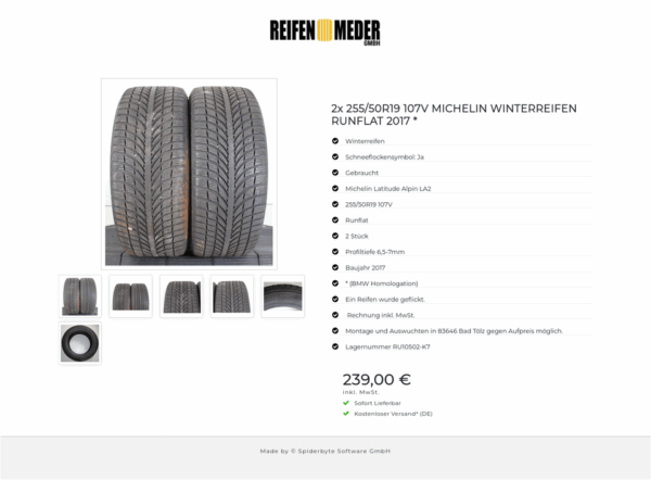 2x 255/50R19 107V MICHELIN WINTERREIFEN RUNFLAT 2017 * #1QKK – Bild 7