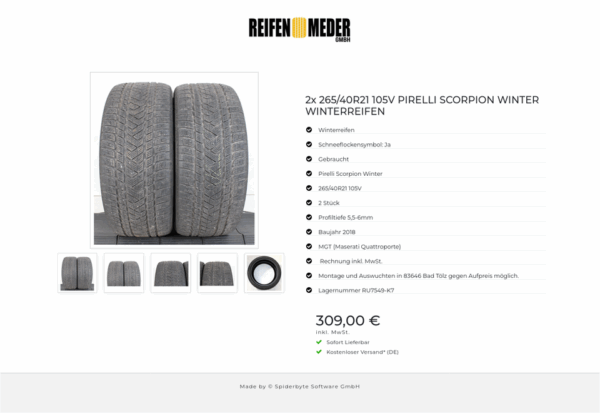 2x 265/40R21 105V PIRELLI SCORPION WINTER WINTERREIFEN #1CUJ – Bild 6