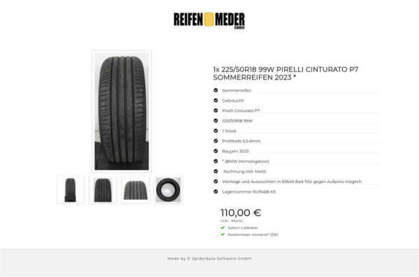 1x 225/50R18 99W PIRELLI CINTURATO P7 SOMMERREIFEN 2023 * #1N5Q – Bild 5