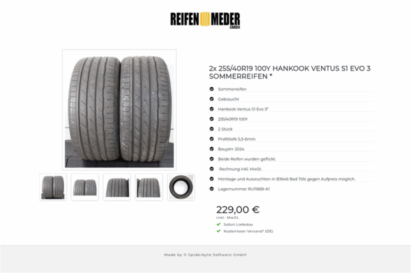 2x 255/40R19 100Y HANKOOK VENTUS S1 EVO 3 SOMMERREIFEN * #1Z0D – Bild 6