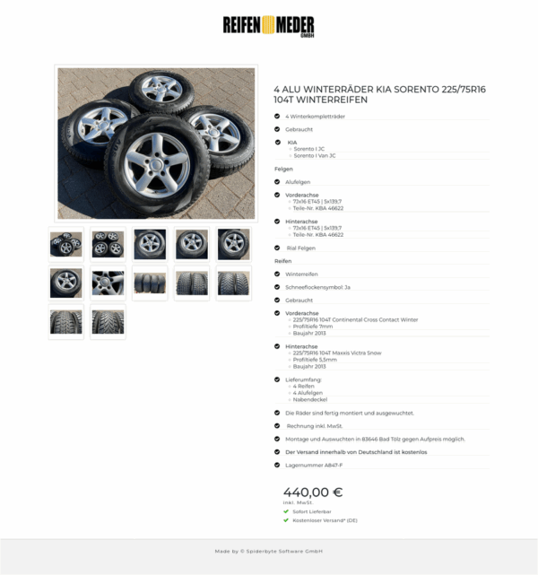 4 ALU WINTERRÄDER KIA SORENTO 225/75R16 104T WINTERREIFEN  #1UOC – Bild 13
