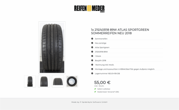 1x 215/40R18 89W ATLAS SPORTGREEN SOMMERREIFEN NEU 2018 #7716 – Bild 5
