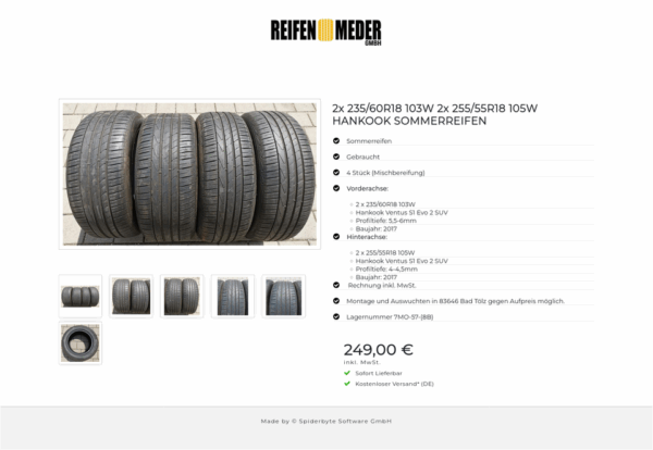 2x 235/60R18 103W 2x 255/55R18 105W HANKOOK SOMMERREIFEN #169S – Bild 7