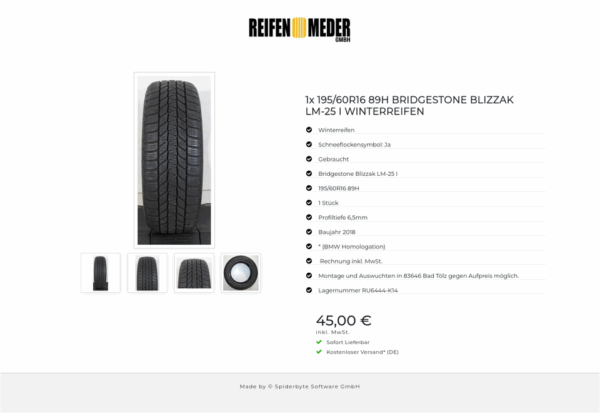 1x 195/60R16 89H BRIDGESTONE BLIZZAK LM-25 I WINTERREIFEN #19HT – Bild 5