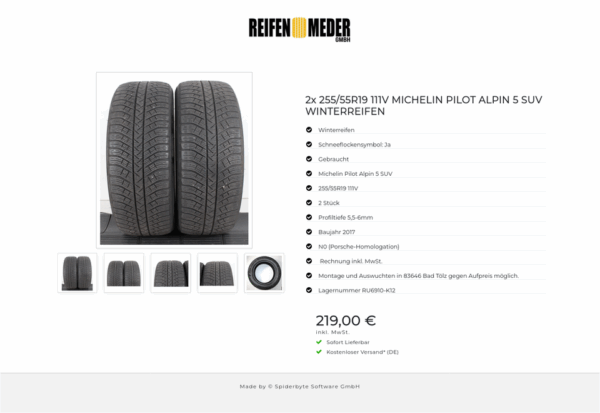 2x 255/55R19 111V MICHELIN PILOT ALPIN 5 SUV WINTERREIFEN #1B4M – Bild 6