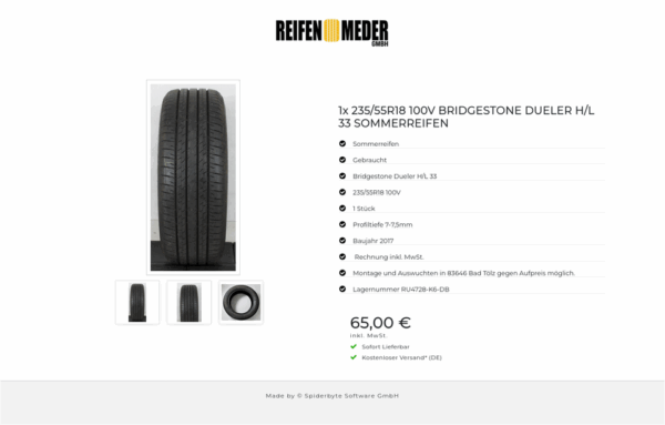 1x 235/55R18 100V BRIDGESTONE DUELER H/L 33 SOMMERREIFEN #14TS – Bild 4