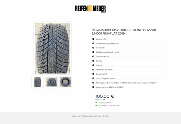 1x 245/50R19 105V BRIDGESTONE BLIZZAK LM001 RUNFLAT 2019 #12HJ – Bild 4