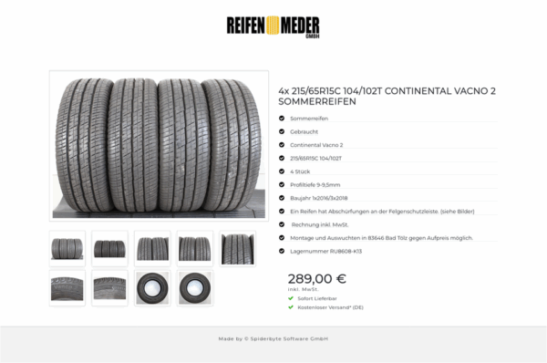 4x 215/65R15C 104/102T CONTINENTAL VACNO 2 SOMMERREIFEN #1I5V – Bild 10
