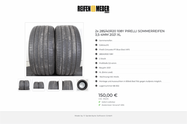 2x 285/40R20 108Y PIRELLI SOMMERREIFEN 3,5-4MM 2021 XL #1TBQ – Bild 6