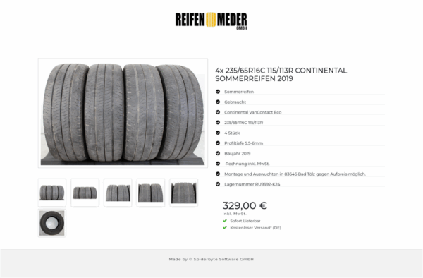 4x 235/65R16C 115/113R CONTINENTAL SOMMERREIFEN 2019 #1MUW – Bild 7