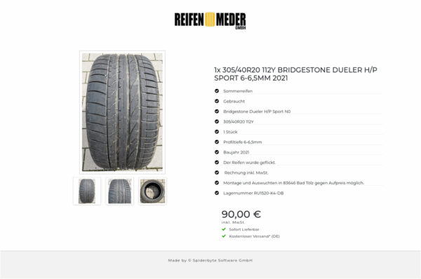 1x 305/40R20 112Y BRIDGESTONE DUELER H/P SPORT 6-6,5MM 2021 #3786 – Bild 4
