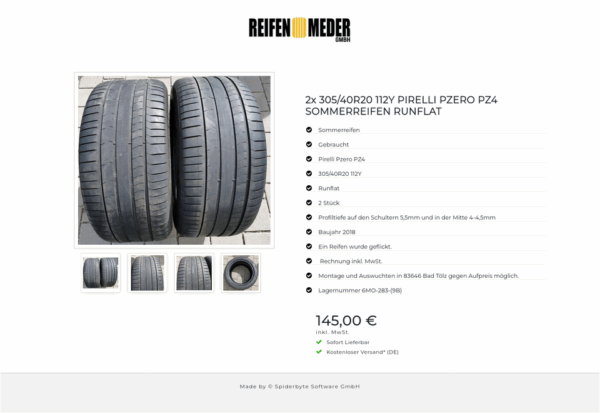 2x 305/40R20 112Y PIRELLI PZERO PZ4 SOMMERREIFEN RUNFLAT #2549 – Bild 5