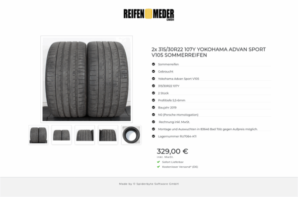2x 315/30R22 107Y YOKOHAMA ADVAN SPORT V105 SOMMERREIFEN #1BNS – Bild 6