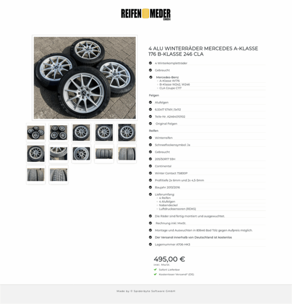 4 ALU WINTERRÄDER MERCEDES A-KLASSE 176 B-KLASSE 246 CLA #1MRU – Bild 13