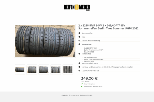 2 X 225/45R17 94W 2 X 245/40R17 95W BERLIN TIRES SOMMER NEU #122U – Bild 6