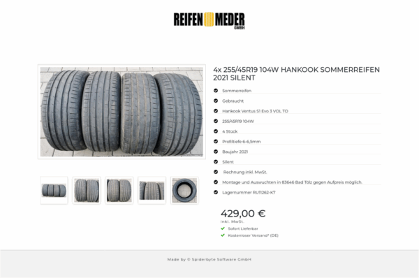 4x 255/45R19 104W HANKOOK SOMMERREIFEN 2021 SILENT #2104 – Bild 6