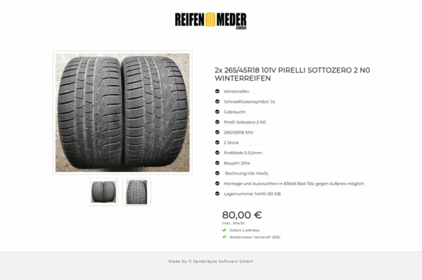 2x 265/45R18 101V PIRELLI SOTTOZERO 2 N0 WINTERREIFEN #6000 – Bild 3
