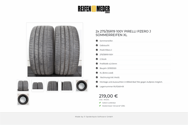 2x 275/35R19 100Y PIRELLI PZERO J SOMMERREIFEN XL #1V4I – Bild 7