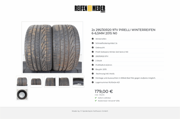 2x 295/30R20 97V PIRELLI WINTERREIFEN 6-6,5MM 2015 N0 #1PTV – Bild 7