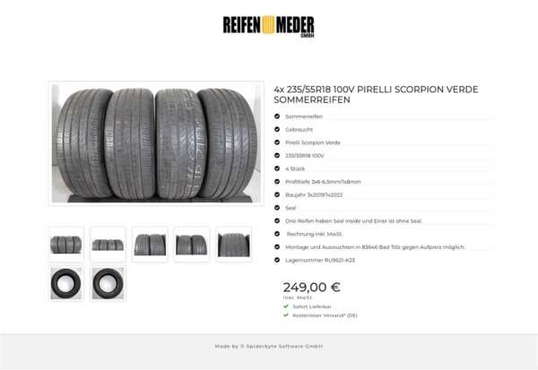 4x 235/55R18 100V PIRELLI SCORPION VERDE SOMMERREIFEN #1NUW – Bild 8