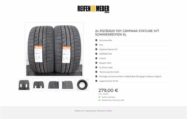 2x 315/35R20 110Y GRIPMAX STATURE H/T SOMMERREIFEN XL #1VUX – Bild 6