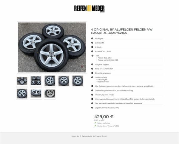 4 ORIGINAL 16" ALUFELGEN FELGEN VW PASSAT 3G 3AA071496A  #1IJK – Bild 9