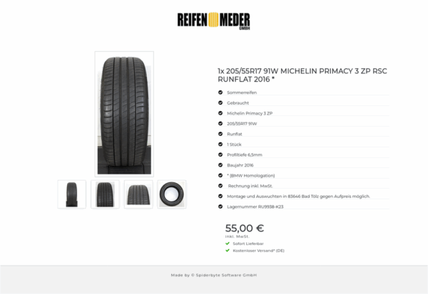 1x 205/55R17 91W MICHELIN PRIMACY 3 ZP RSC RUNFLAT 2016 * #1LLW – Bild 5