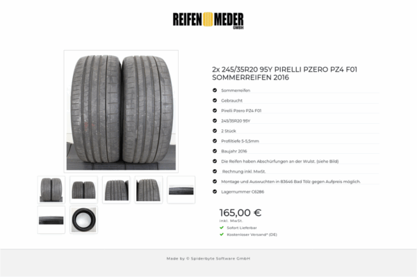 2x 245/35R20 95Y PIRELLI PZERO PZ4 F01 SOMMERREIFEN 2016 #193N – Bild 8