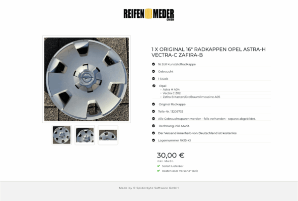 1 X ORIGINAL 16" RADKAPPEN OPEL ASTRA-H VECTRA-C ZAFIRA-B  #1T8A – Bild 4