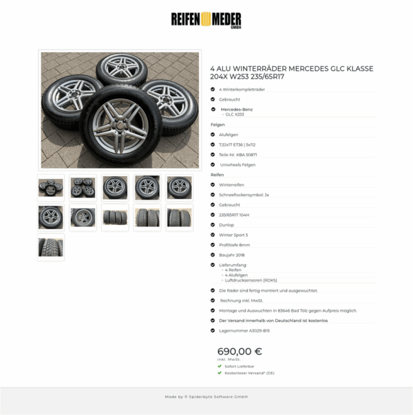 4 ALU WINTERRÄDER MERCEDES GLC KLASSE 204X W253 235/65R17 #1LSN – Bild 12