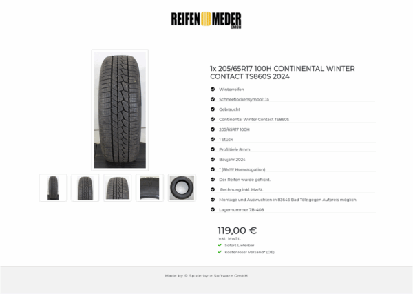 1x 205/65R17 100H CONTINENTAL WINTER CONTACT TS860S 2024  #1SQA – Bild 6