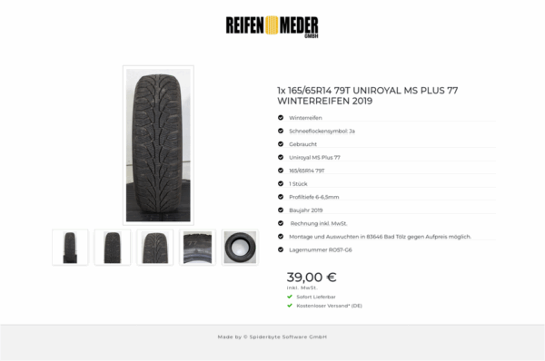 1x 165/65R14 79T UNIROYAL MS PLUS 77 WINTERREIFEN 2019 #1UMS – Bild 6