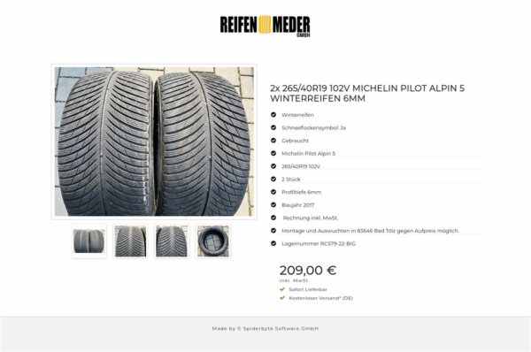 2x 265/40R19 102V MICHELIN PILOT ALPIN 5 WINTERREIFEN 6MM #3916 – Bild 5