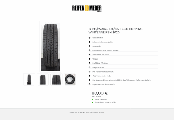 1x 195/65R16C 104/102T CONTINENTAL WINTERREIFEN 2020 #1MGJ – Bild 5