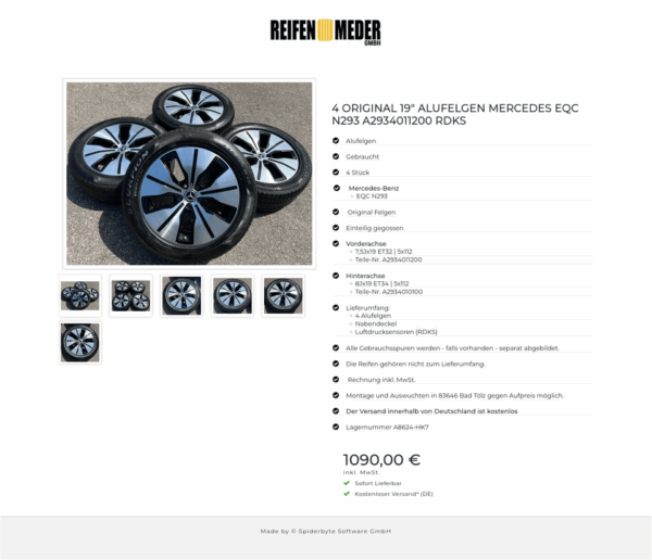 4 ORIGINAL 19" ALUFELGEN MERCEDES EQC N293 A2934011200 RDKS #1LMP – Bild 7