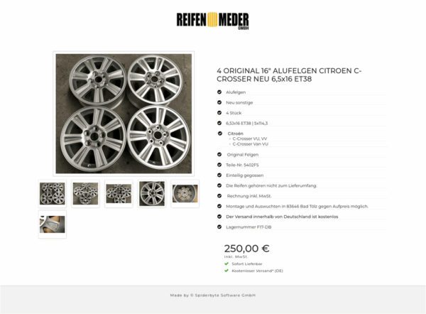 4 ORIGINAL 16" ALUFELGEN CITROEN C-CROSSER NEU 6,5x16 ET38  #1HVU – Bild 7