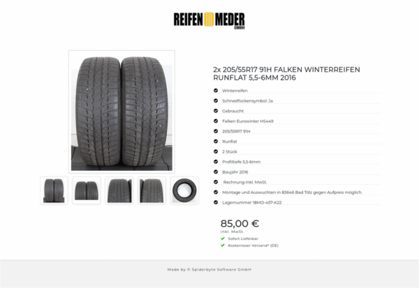 2x 205/55R17 91H FALKEN WINTERREIFEN RUNFLAT 5,5-6MM 2016 #117K – Bild 6