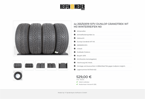 4x 255/50R19 107V DUNLOP GRANDTREK WT M3 WINTERREIFEN N0 #1BLY – Bild 7