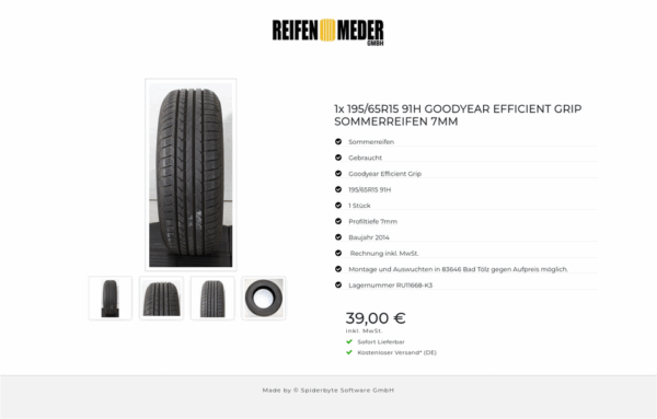 1x 195/65R15 91H GOODYEAR EFFICIENT GRIP SOMMERREIFEN 7MM #1Z0B – Bild 5