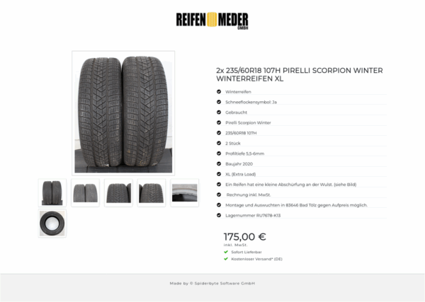 2x 235/60R18 107H PIRELLI SCORPION WINTER WINTERREIFEN XL #1DMV – Bild 7